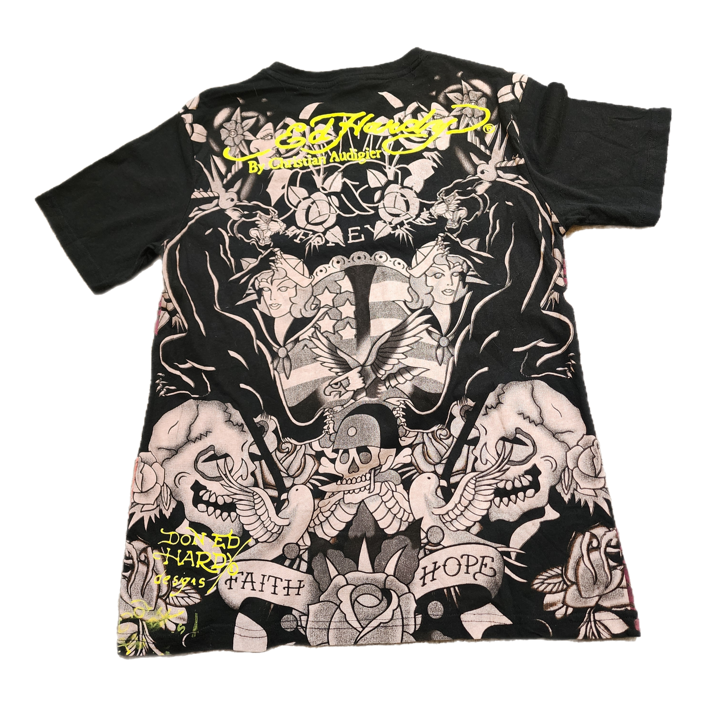 Ed Hardy AOP Black Tee - Size Small