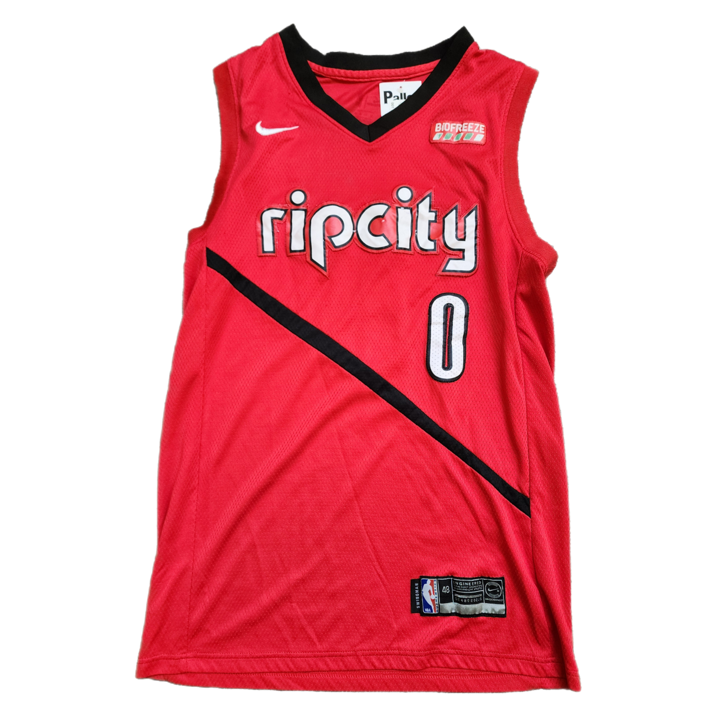 Nike Trail Blazers Rip City Damian Lillard #0 Red Jersey - Size Large