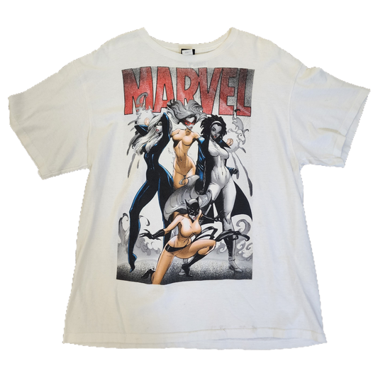 Vintage Marvel White Tee - Size X-Large