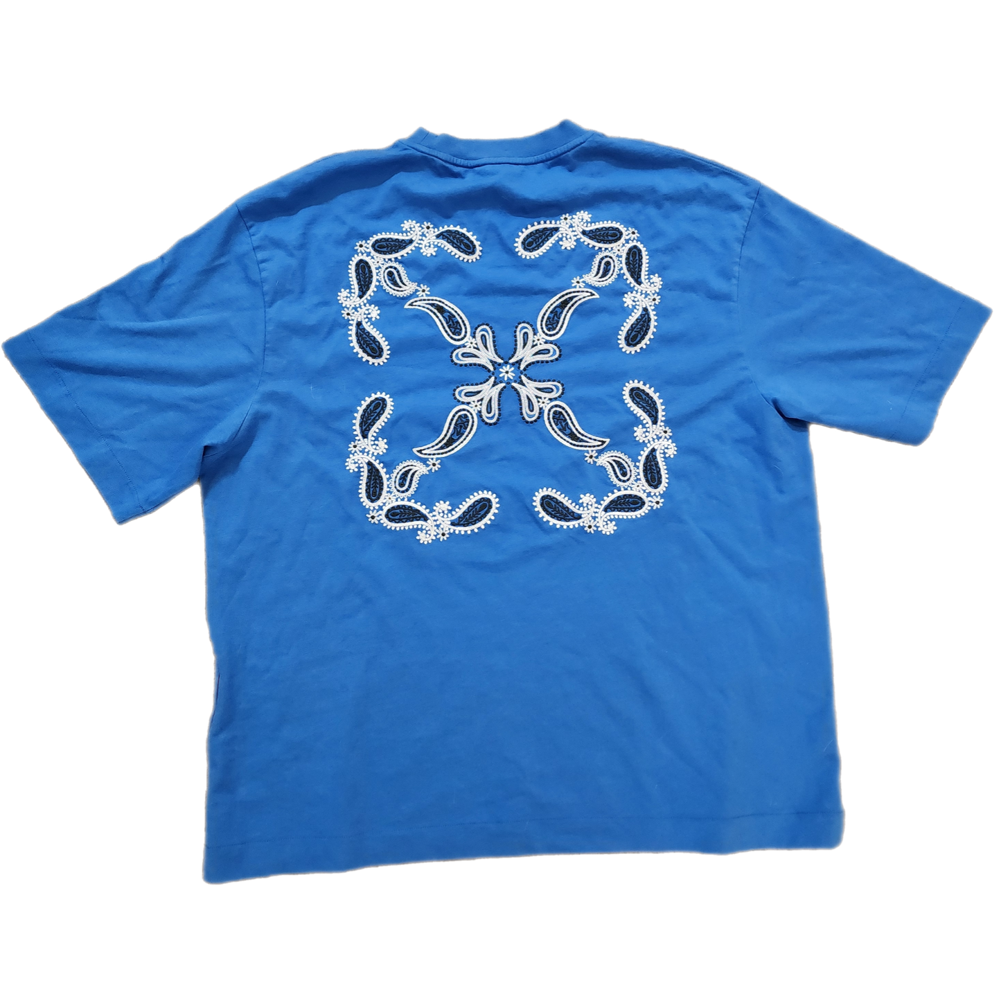 Off White Blue Paisley Tee - Size X-Large