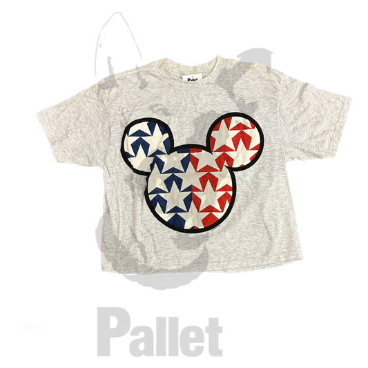 Vintage -" Mickey American Flag Grey Tee"- Size Medium